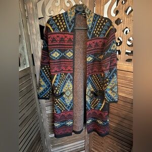 Forever 21 Black and Blue Geometric Cape- Size M